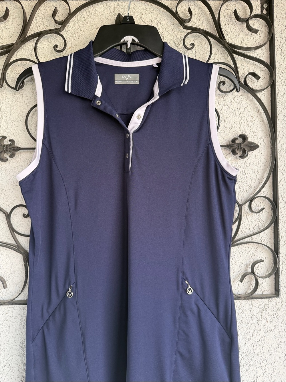 Callaway Sleeveless Navy Polo with White Trim Golf Dress - Picture 5 of 7